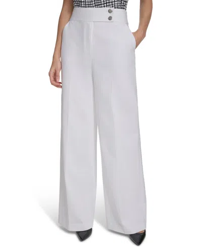 Calvin Klein Women's Mid-rise Wide-leg Pants In White