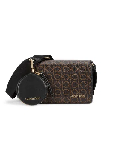 Calvin Klein Millie Double Zip Crossbody Bag In Brown