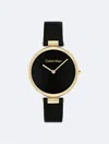 Calvin Klein Women's Gleam Black Leather Strap Watch 32mm In Black