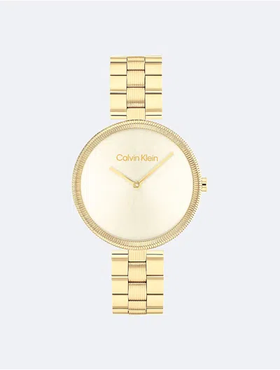 Calvin Klein Women's Gleam Gold-tone Stainless Steel Bracelet Watch 32mm In Gold/gold