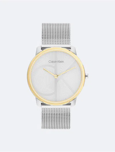Calvin Klein Women's Minimal Monogram Logo Mesh Bracelet Watch