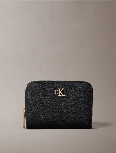 Calvin Klein Women's Minimal Monogram Zip Flap Wallet In Black