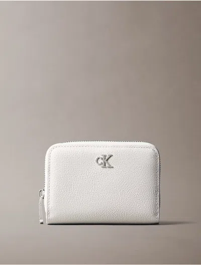 Calvin Klein Women's Minimal Monogram Zip Flap Wallet In White