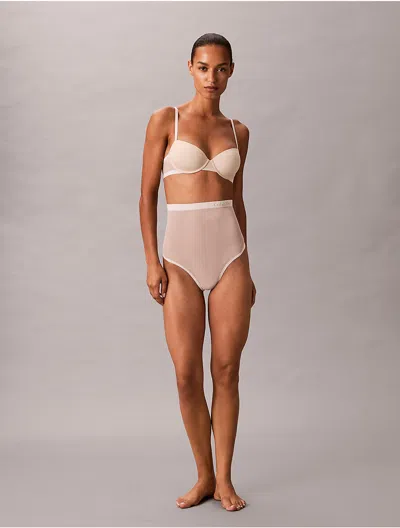 Calvin Klein Women's Minimalist Mesh High Waist Thong In Neutral