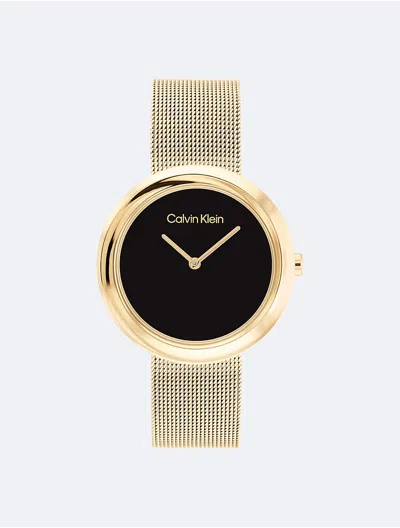 Calvin Klein Women's Minimalist Twisted Bezel Watch In Black