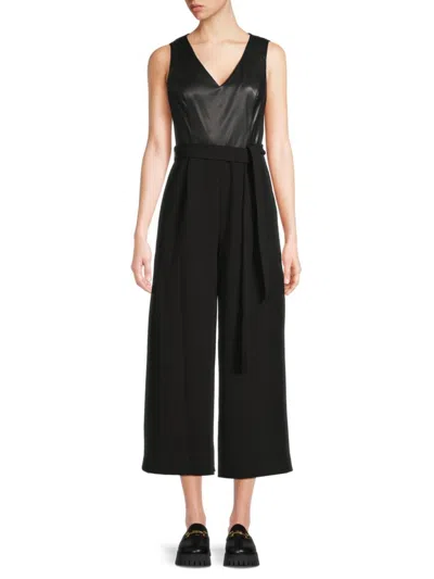 CALVIN KLEIN WOMEN'S MIX MEDIA CROPPED JUMPSUIT