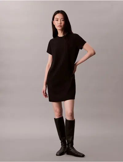 Calvin Klein Women's Mixed Media Mini Shift Dress In Black