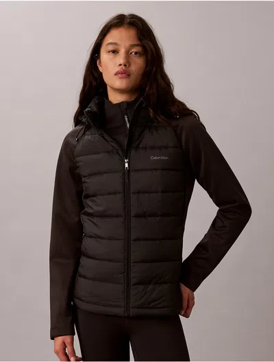 Calvin Klein Women's Mixed Media Puffer Jacket In Brown