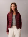 Calvin Klein Women's Mixed Media Puffer Jacket In Red