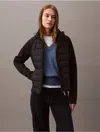 Calvin Klein Women's Mixed Media Puffer Jacket In Black Beauty