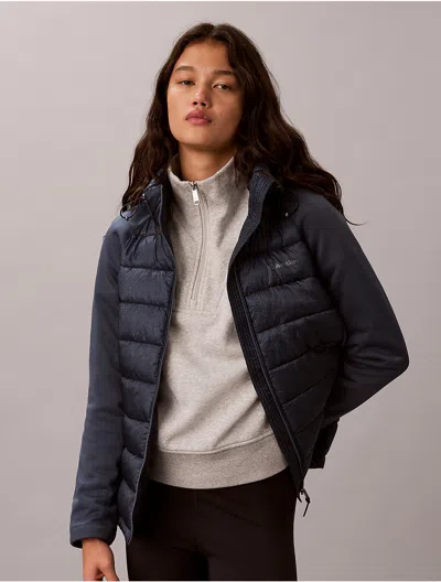 Calvin Klein Women's Mixed Media Puffer Jacket In Blue