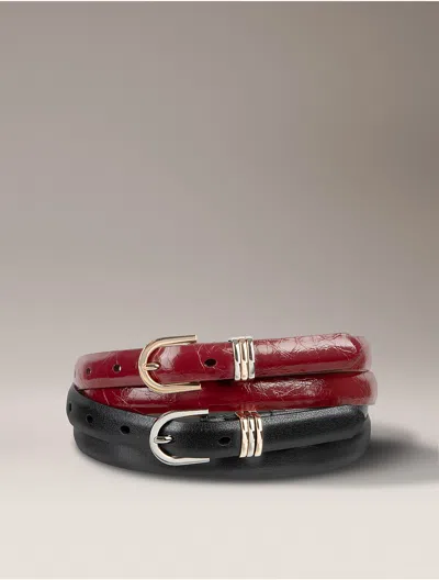 Calvin Klein Women's Mixed Metal 2-pack Belt In Charcoal