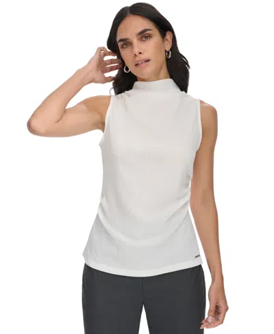 Calvin Klein Womens Textured Polyester Blouse In Cream