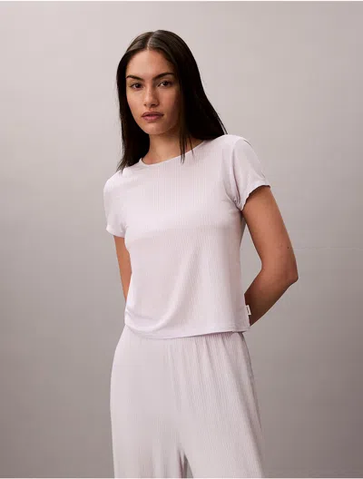 Calvin Klein Women's Modal Stretch Drop Needle Baby Tee In White