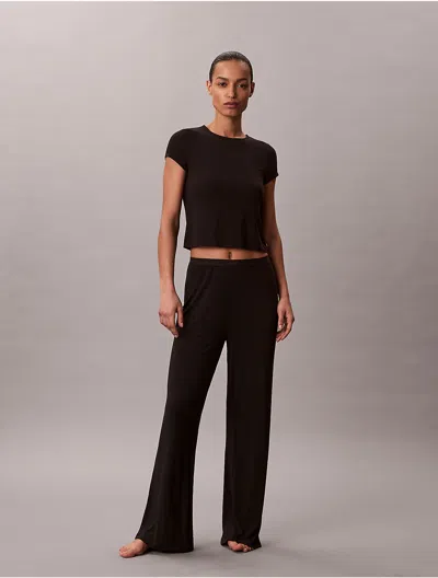 Calvin Klein Women's Modal Stretch Drop Needle Baby Tee In Black