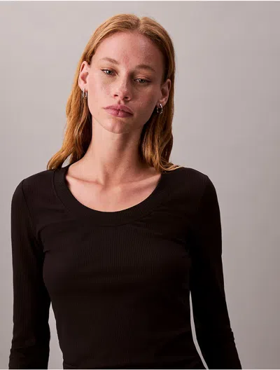 Calvin Klein Women's Modal Stretch Rib Slim T-shirt In Black