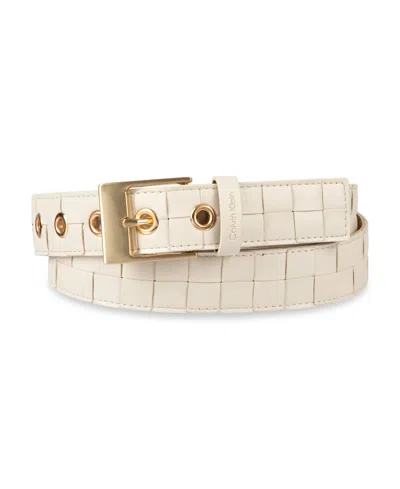 Calvin Klein Women's Modern Box Woven Casual Belt In Pink