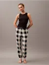Calvin Klein Women's Modern Cotton Holiday Joggers In Buffalo Check Black / Oatmeal
