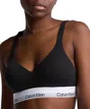 Calvin Klein Logo Lift Bralette With Adjustable Straps And Elastic Band In Black