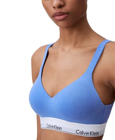 Calvin Klein Logo-underband Sports Bra In Glacier
