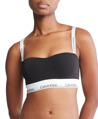 Calvin Klein Women's Modern Cotton Lightly Lined Bandeau Bra Qf7628 In Black