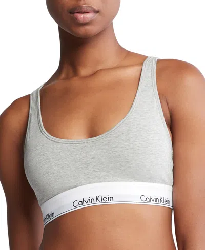 Calvin Klein Plus Size Modern Cotton Bralette In Grey Heather