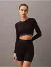 Calvin Klein Women's Icon Cotton Modal Lightly Lined Long Sleeve Bralette In Black