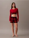 Calvin Klein Women's Icon Cotton Modal Lightly Lined Long Sleeve Bralette In Juneberry