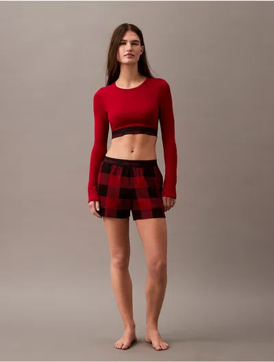 Calvin Klein Women's Icon Cotton Modal Lightly Lined Long Sleeve Bralette In Juneberry