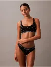 Calvin Klein Women's Icon Cotton Modal Lightly Lined Scoopneck Bralette In Diamond Logo / Black