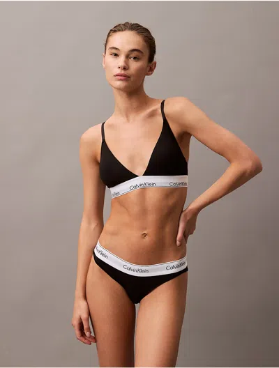 Calvin Klein Women's Icon Cotton Modal Lightly Lined Triangle Bralette In Ck Black