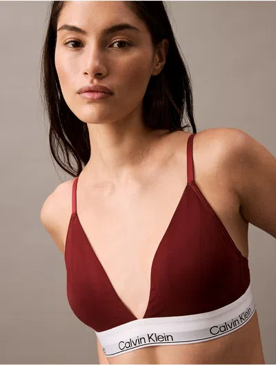 Calvin Klein Women's Icon Cotton Modal Lightly Lined Triangle Bralette In Syrah