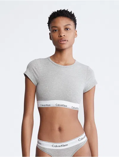 Calvin Klein Women's Icon Cotton Modal T-shirt Bralette In Grey Heather