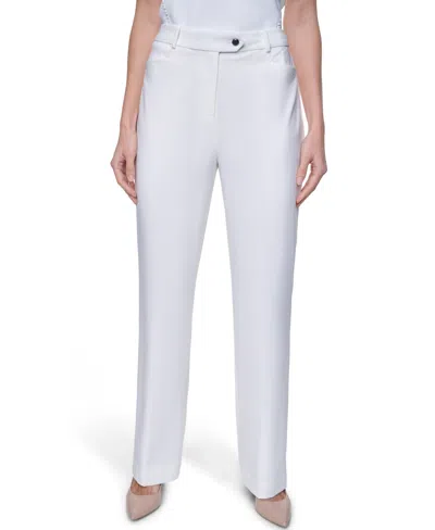 Calvin Klein Women's Modern Fit Mid Rise Pants In White