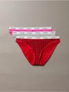 Calvin Klein Women's Modern Logo 3-pack Bikini In Red