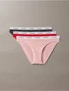 Calvin Klein Women's Modern Logo 3-pack Bikini In Pink