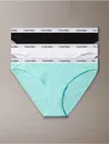 Calvin Klein Women's Modern Logo 3-pack Bikini Underwear Qd5207 In Beau Blue/ Classic White / Black