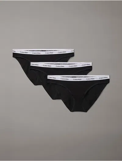 Calvin Klein Women's Modern Logo 3-pack Bikini In Ck Black
