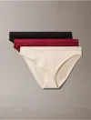 Calvin Klein Women's Modern Logo 3-pack Bikini In Cocoon / Syrah / Black