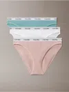 Calvin Klein Women's Modern Logo 3-pack Bikini In Subdued / White / Beach