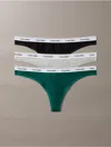 Calvin Klein Women's Modern Logo 3-pack Low Rise Thong In Multi
