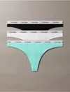 Calvin Klein Women's Modern Logo 3-pack Low Rise Thong In Black/beau Blue/white