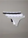 Calvin Klein 3-pack Cotton Thongs In Grey / Black / White