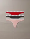 Calvin Klein Women's Modern Logo 3-pack Low Rise Thong In Multi