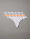 Calvin Klein Women's Modern Logo 3-pack Low Rise Thong In Orange Multi
