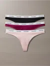 Calvin Klein Women's 3-pk. Modern Logo Low-rise Thong Underwear Qd5209 In Purple Potion Multi