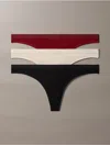 Calvin Klein Women's Modern Logo 3-pack Thong In Black/ Cocoon/ Syrah