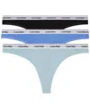 Calvin Klein Modern Logo Thong, Set Of 3 In Sterling Blue,black,glacier