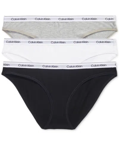 Calvin Klein Women's Modern Logo 3-pack Bikini Underwear Qd5207 In Multi