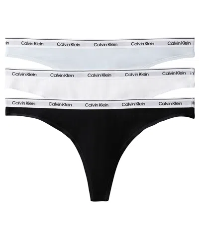 Calvin Klein Women's Modern Logo 3-pack Thong Underwear Qd5209 In Black